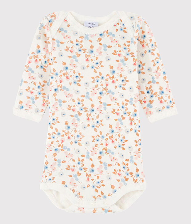Lang&auml;rmeliger Baby-Body M&auml;dchen weiss/vielfarbig