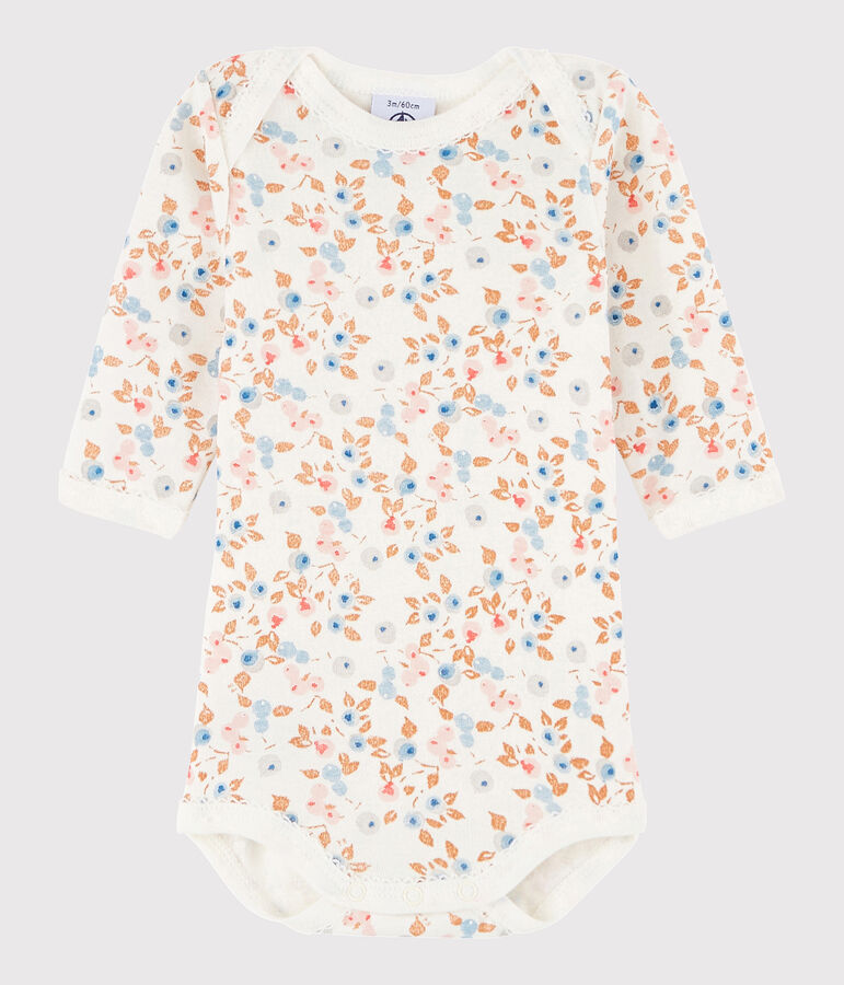 Lang&auml;rmeliger Baby-Body M&auml;dchen weiss/vielfarbig