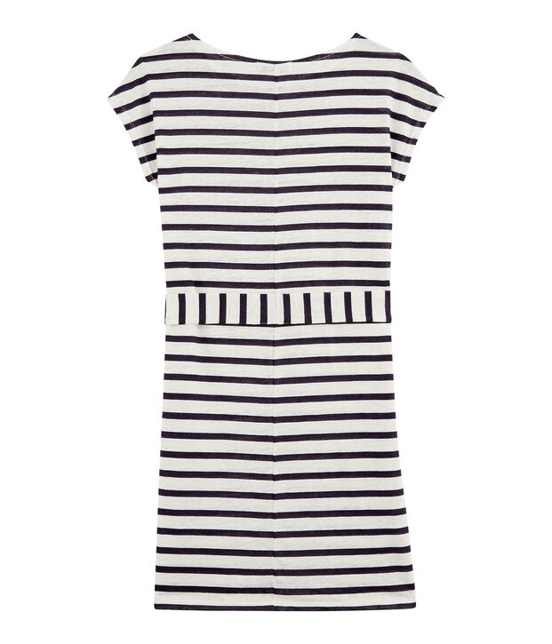 Leinenkleid f&uuml;r Damen weiss/blau