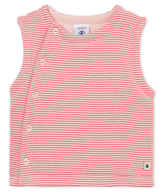 Ärmellose Baby Jungen Weste aus Rippstrick rosa CHEEK/weiss MARSHMALLOW