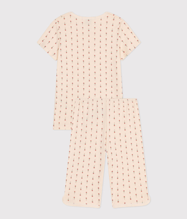 Kinder-Capripyjama aus Baumwolle mit Blumenmuster weiss AVALANCHE/ MULTICO