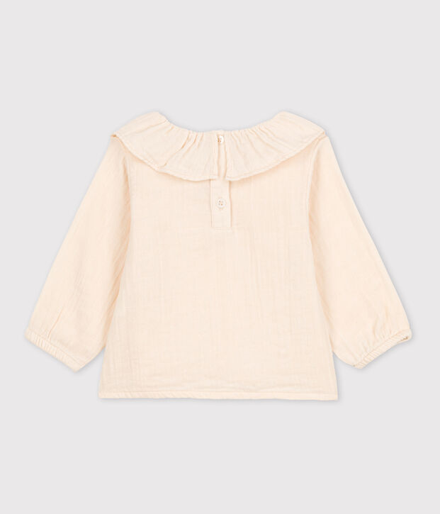Lang&auml;rmelige Babybluse aus Musselin-Stoff naturfarben