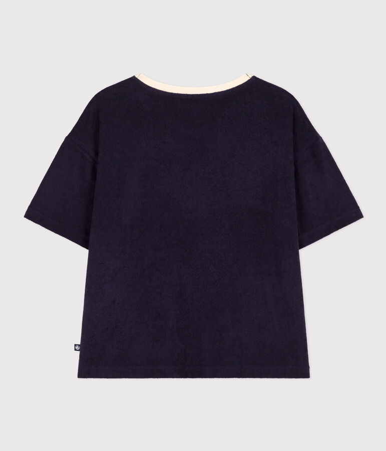 Damen-T-Shirt Le Boxy aus Baumwollfrottee blau SMOKING