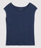 Einfarbiges T-Shirt aus Leinen Damen blau MEDIEVAL