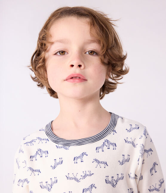 Kinder-Pyjama aus Nicki mit Zebras blau MILK/ SOIR