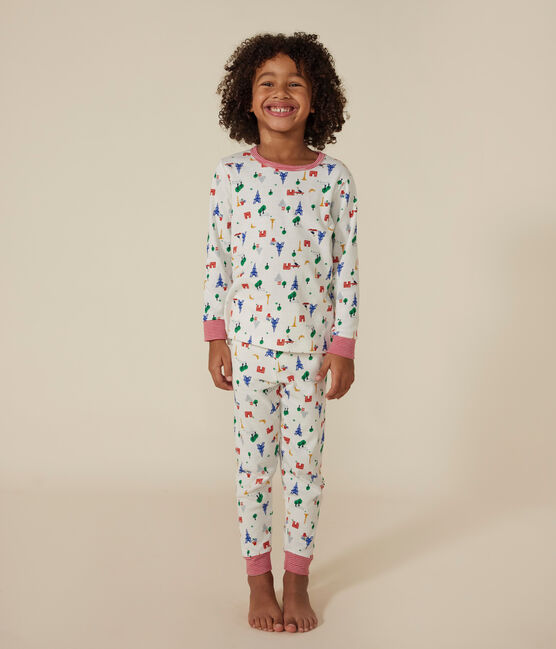Kinderpyjama aus Baumwolle mit Paris-Printmotiv weiss MARSHMALLOW/blau MEDIEVAL/ MULTICO
