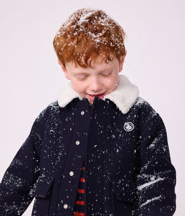 Kinderjacke im Caban-Stil aus einfarbiger Schurwolle SMOKING