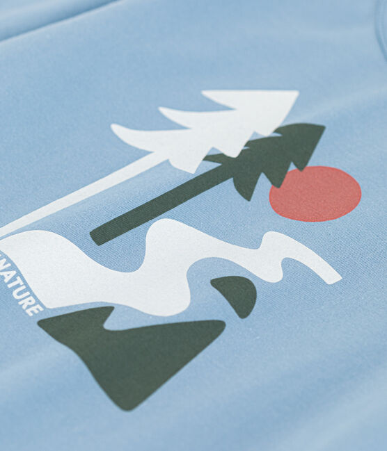 Langärmeliges T-Shirt aus Baumwolle für Kinder Mädchen/Jungen blau AZUL