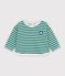 Lang&auml;rmeliges Baby T-Shirt aus Baumwolle mit Streifen. gr&uuml;n/beige