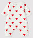 Baby-Langoverall aus Rippstrick mit roten Herzen