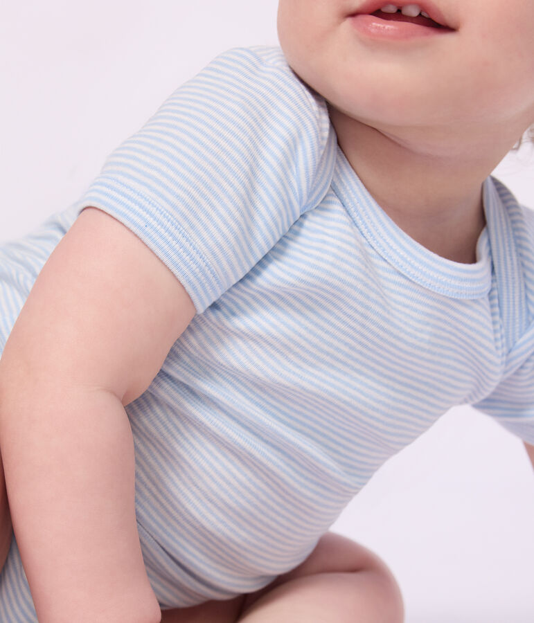 Set kurz&auml;rmelige Baby-Bodys aus Baumwolle mit Streifen vielfarbig