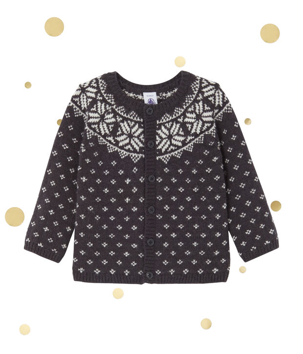 Baby-Jungen-Cardigan aus Wollgemisch grau/vielfarbig