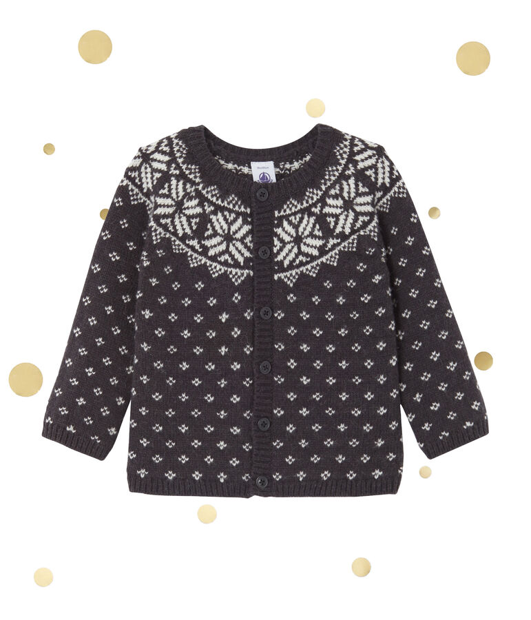 Baby-Jungen-Cardigan aus Wollgemisch grau CAPECOD/weiss MULTICO