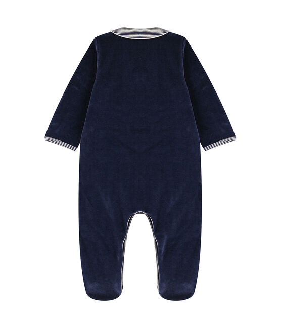 Baby-Strampler mit Samtkragen blau SMOKING