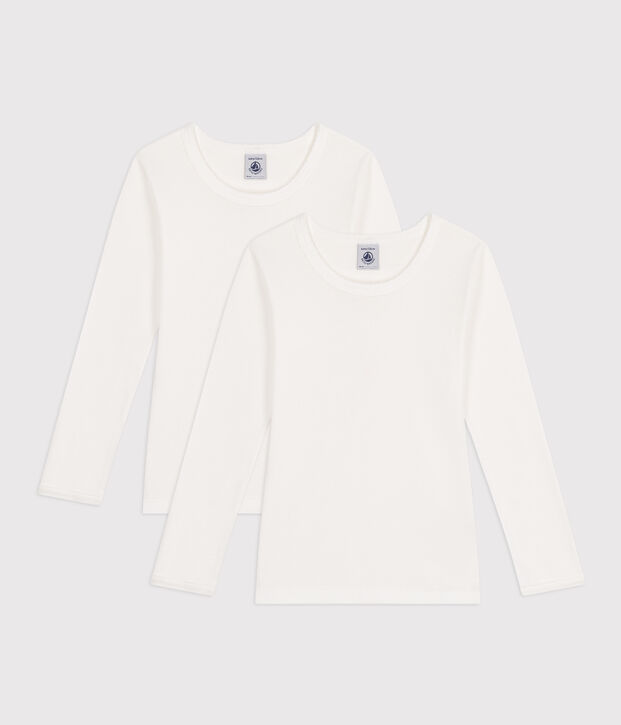 2er-Set lang&auml;rmelige wei&szlig;e T-Shirts f&uuml;r M&auml;dchen vielfarbig