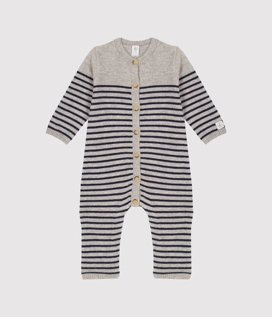 Langer Baby-Overall aus 100% Kaschmir grau SUBWAY/blau SMOKING