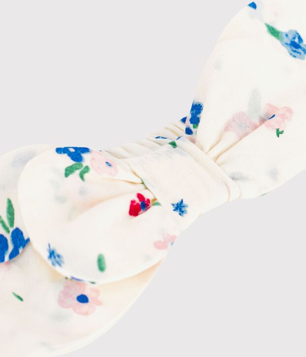 Baby-Haarband aus Popeline mit Blumenmuster f&uuml;r M&auml;dchen weiss/vielfarbig