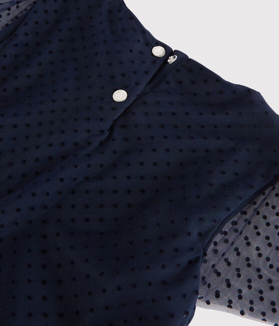 Kurzärmeliges Kinderkleid für Mädchen blau SMOKING