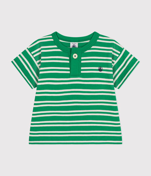 Kurz&auml;rmeliges Baby-T-Shirt aus Jersey gr&uuml;n/naturfarben