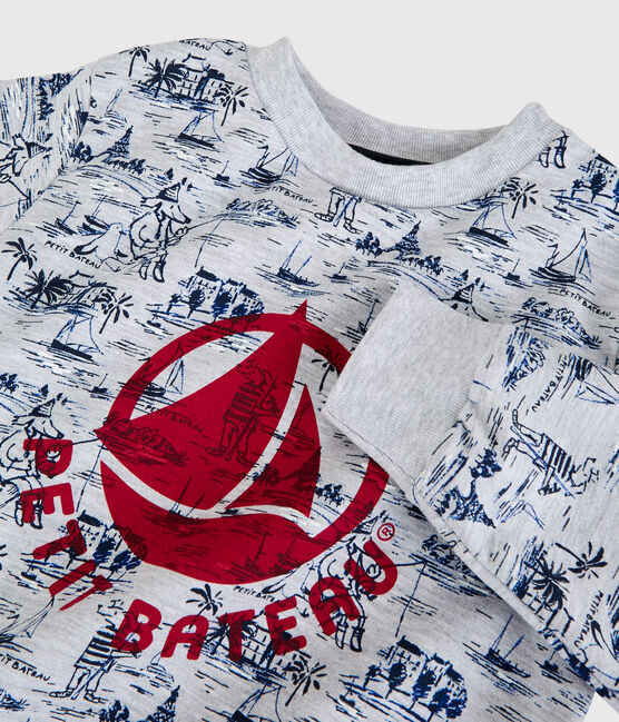 Kinder-Sweatshirt aus Molton für Jungen grau POUSSIERE/weiss MULTICO