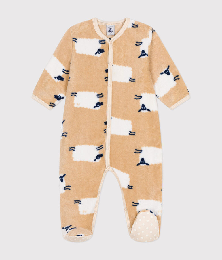 Baby Overall-Pyjama aus Fleece beige/vielfarbig