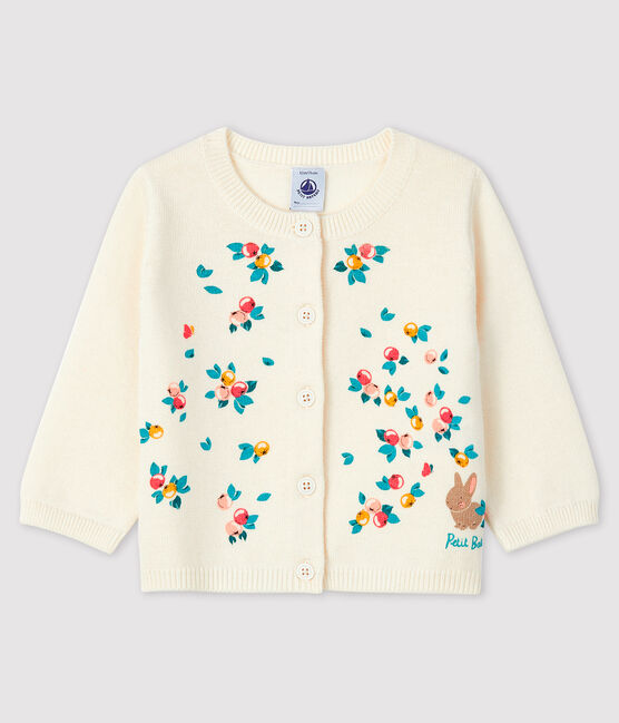 Langärmeliger Baby-Cardigan für Mädchen weiss MARSHMALLOW