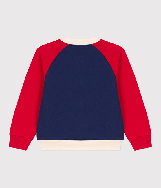Kinder College-Jacke aus Molton für Jungen blau CHALOUPE/weiss MULTICO
