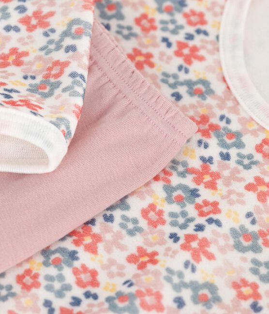 Kinder-Nachthemd und Leggings aus Nicki mit Blumenmotiv rosa JOLI/weiss MULTICO