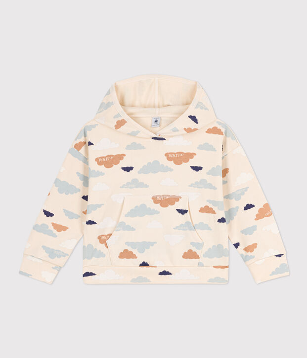 Kinder-Hoodie aus Molton f&uuml;r M&auml;dchen naturfarben/vielfarbig