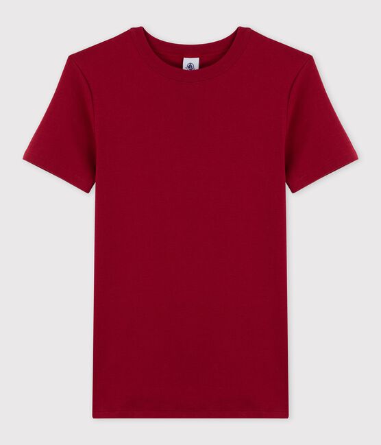Klassisches Damen-T-Shirt aus Baumwolle mit Rundhalsausschnitt rot SANGRIA
