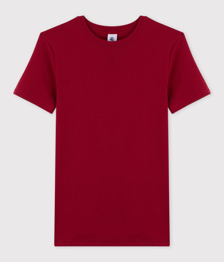 Klassisches Damen-T-Shirt aus Baumwolle mit Rundhalsausschnitt rot SANGRIA