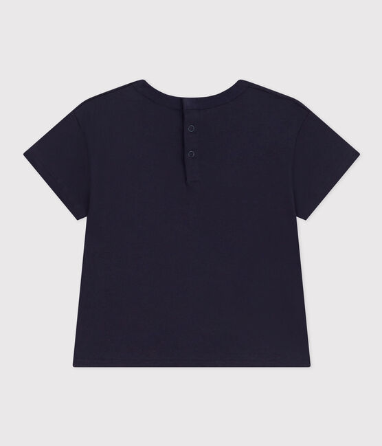 Kurzärmeliges Baby-T-Shirt aus leichtem Jersey blau SMOKING/weiss MULTICO