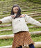 Kinder-Jacquard-Cardigan aus Wolle und Baumwolle für Mädchen beige MONTELIMAR/weiss MULTICO