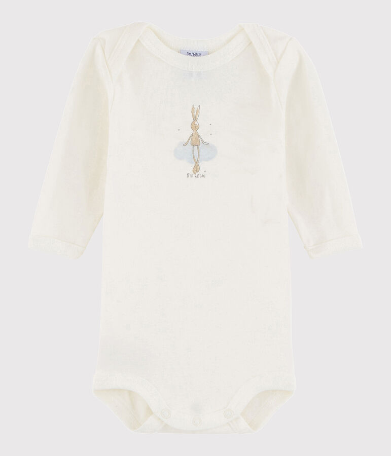 Lang&auml;rmeliger Baby-Body Jungen weiss Lait