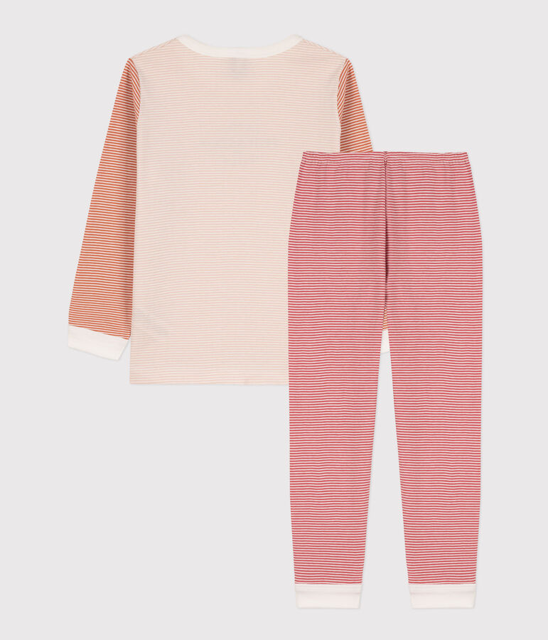 Kinderpyjama aus Baumwolle mit Ringelstreifen rosa SALINE/weiss MULTICO