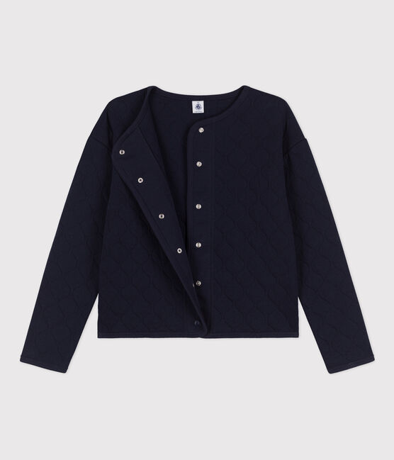Damen-Cardigan aus gestepptem Doppeljersey blau SMOKING