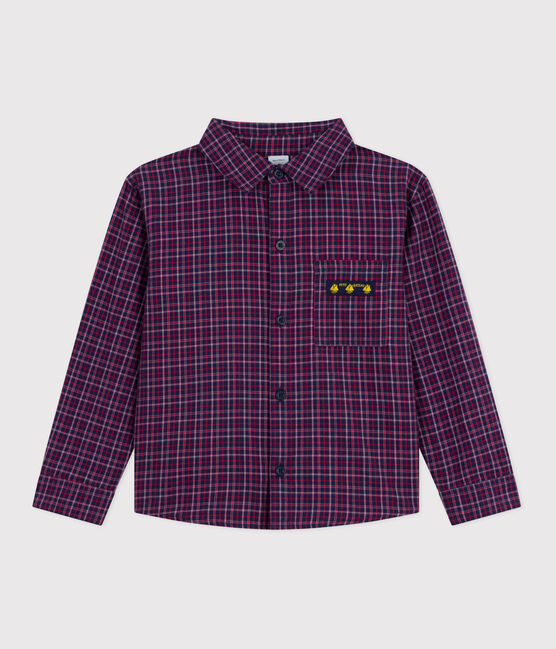 Kinder-Hemd aus Flanell mit Karomuster blau SMOKING/weiss MULTICO