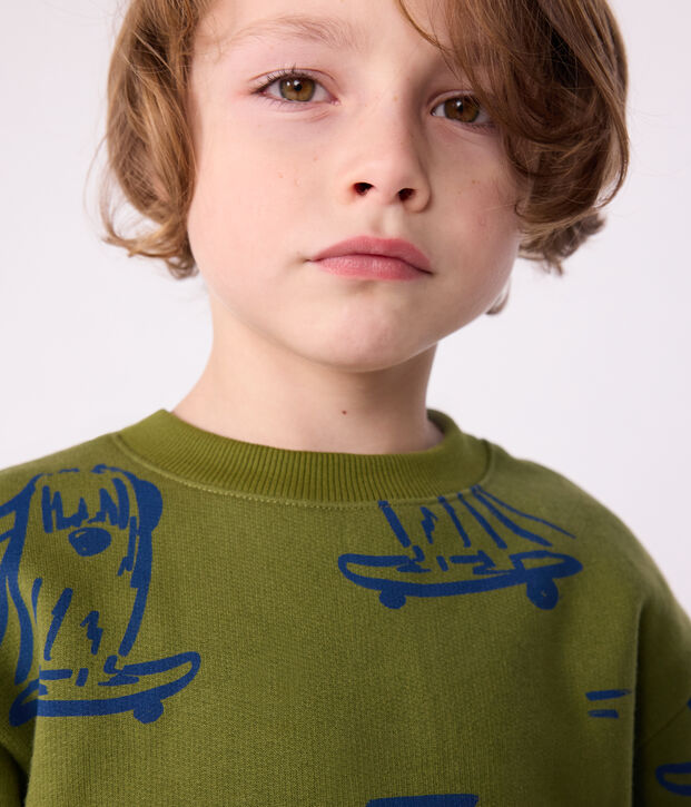 Kinder-Sweatshirt aus gemusterter Baumwolle blau/blau