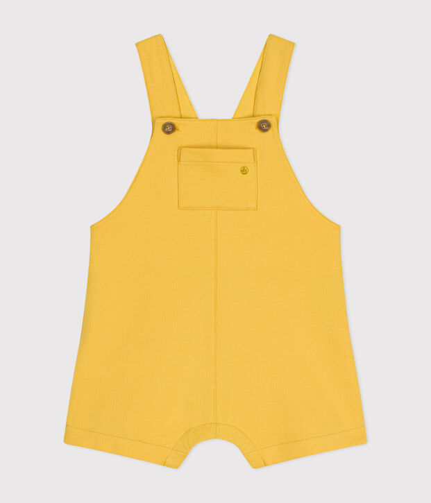 Kurze Baby-Latzhose aus leichtem Molton gelb