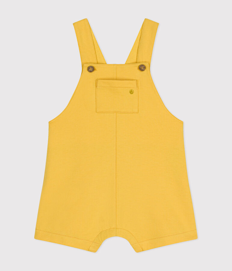 Kurze Baby-Latzhose aus leichtem Molton gelb