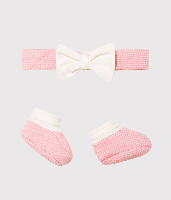 Set mit Haarband und Babyschuhen aus gestepptem Doppeljersey für Mädchen variante 1