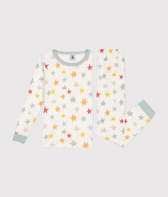 Eng anliegender Kinder-Pyjama aus Baumwolle mit Sternen-Motiv weiss MARSHMALLOW/weiss MULTICO