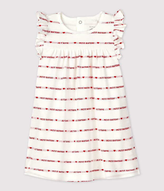 Baby-Bodykleid aus Bio-Baumwolle f&uuml;r M&auml;dchen weiss/rot