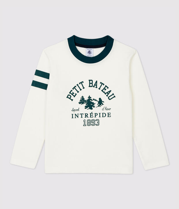 Lang&auml;rmeliges Kinder-T-Shirt aus Baumwolle f&uuml;r Jungen weiss