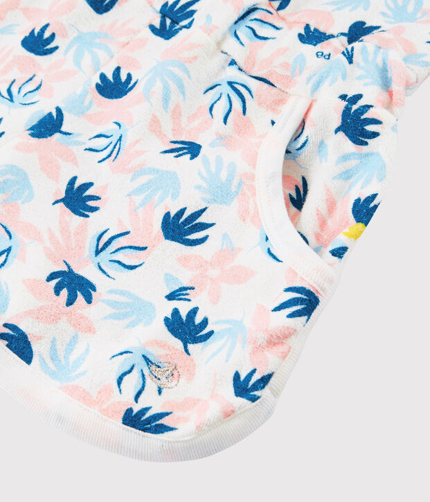 Kurzer Kinder-Overall aus Boucl&eacute;-Frottee f&uuml;r M&auml;dchen weiss/vielfarbig