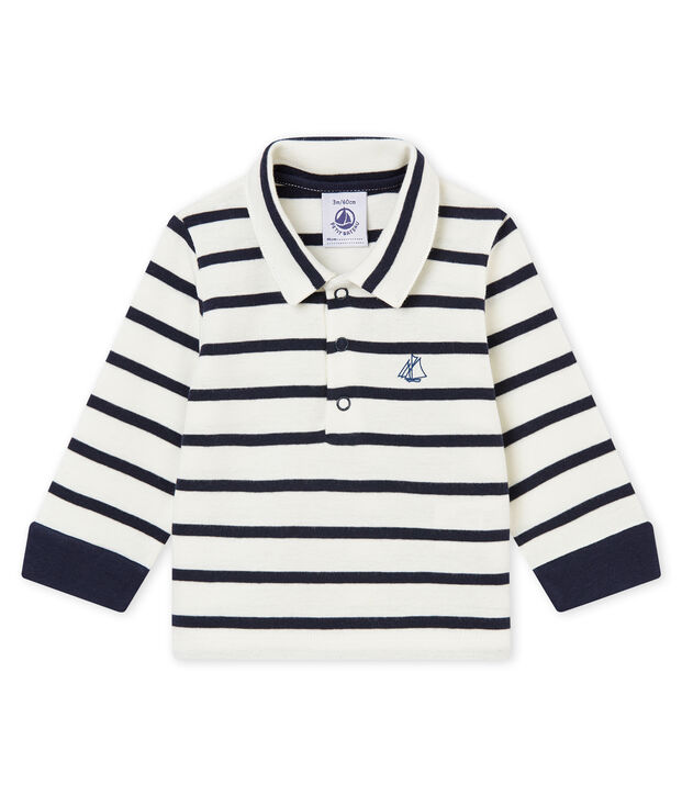 Baby Jungen Polohemd mit Marinestreifen weiss/blau