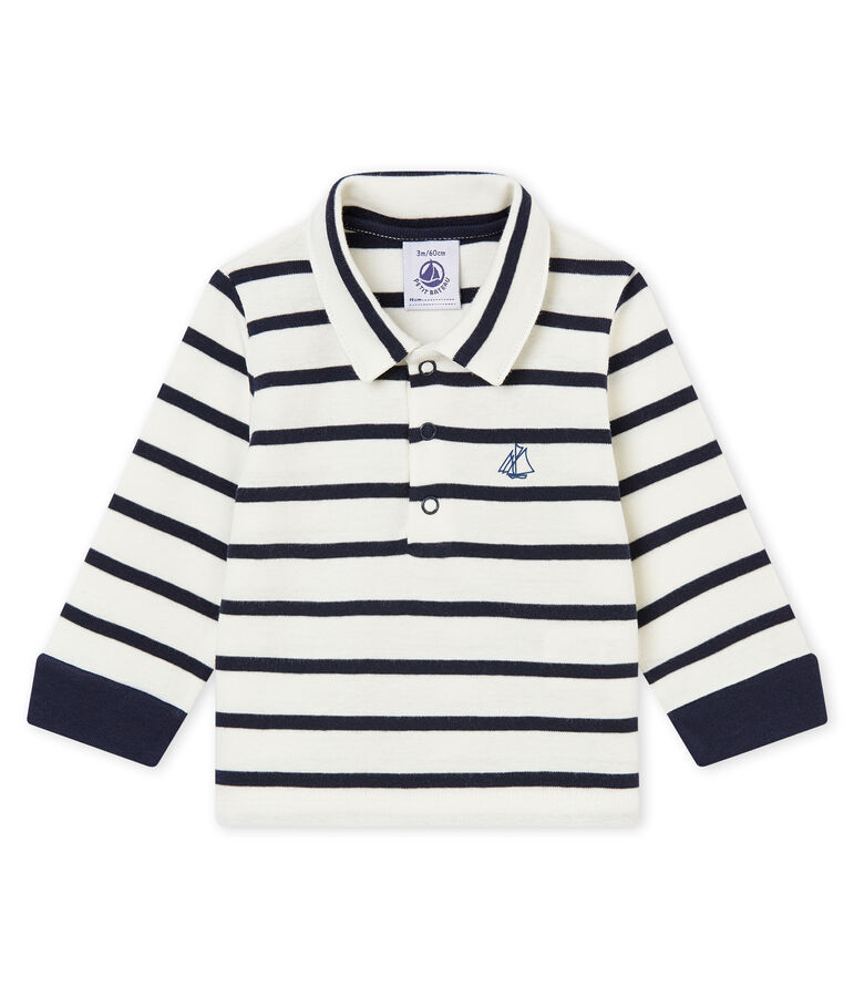 Baby Jungen Polohemd mit Marinestreifen weiss MARSHMALLOW/blau SMOKING