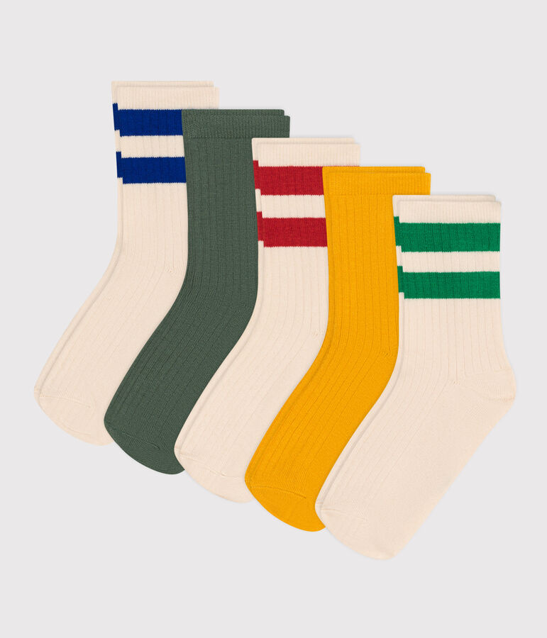 5 Paar Kindersocken aus Baumwolle mit Sportmotiv vielfarbig