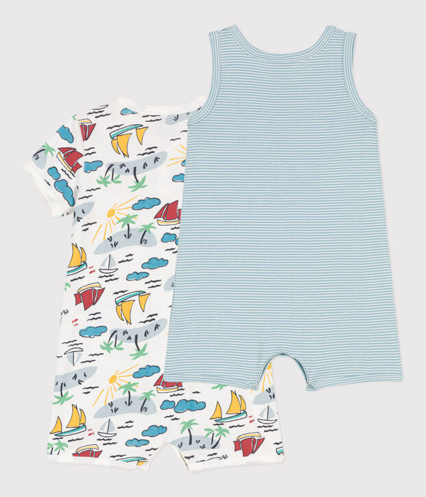 2er-Set Baby-Kurzoveralls aus Baumwolle mit Entdeckermotiv vielfarbig