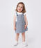 Baby-Latzhosenkleid aus gestreifter Baumwolle blau MEDIEVAL/weiss MARSHMALLOW